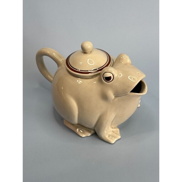 Fitz & Floyd 1976 Ceramic Frog Teapot 5" High 7" Long  Cute Vintage Collectible - Picture 7 of 9